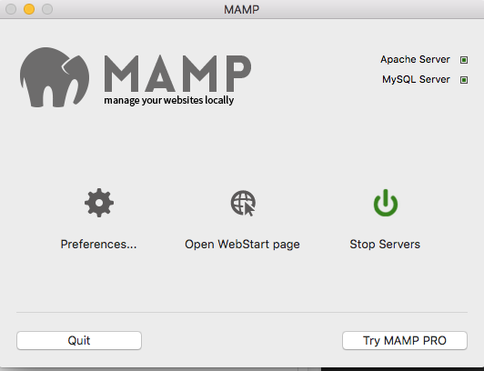 MAMP screenshot